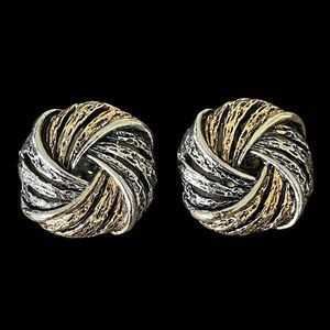 Vintage Signed ART Arthur Pepper Mixed Metal Love Knot Clip On Earrings MCM